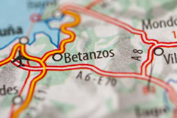 Betanzos. Spain  on a geography map