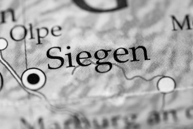 Siegen. Germany on map, close up clipart