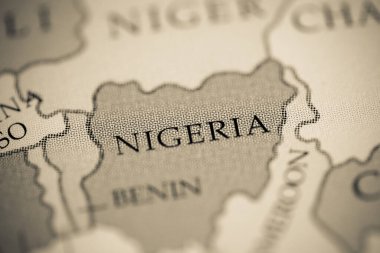 Nigeria map view close up clipart