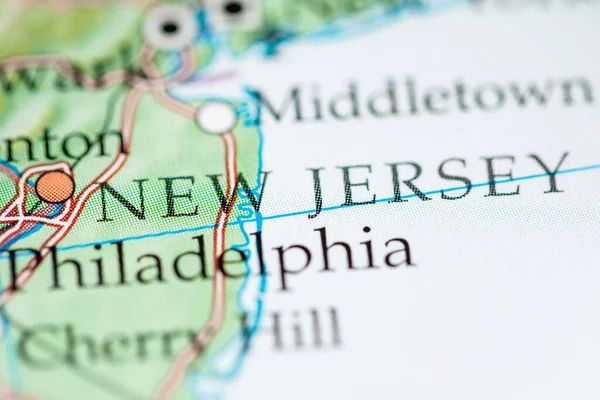 地理地图上的美国新泽西州 — 图库照片
