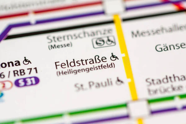 Station Feldstrasse Carte Métro Hambourg — Photo