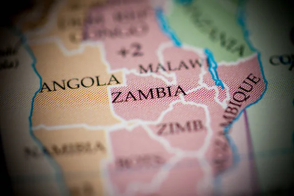 Mappa Zambia Vista Vicino — Foto Stock