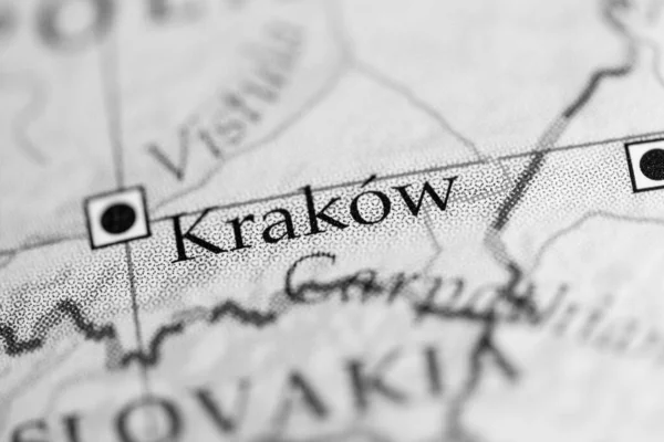 Krakov Polsko Mapě — Stock fotografie