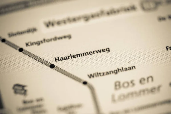 Haarlemmerweg Stationen Karta Över Amsterdams Tunnelbana — Stockfoto