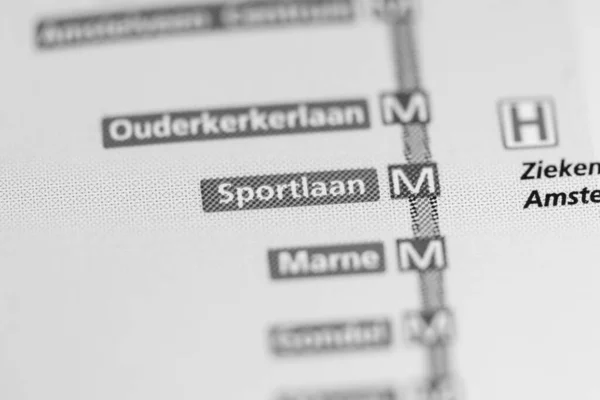 Sportkocsi Állomás Amszterdam Metrótérkép — Stock Fotó