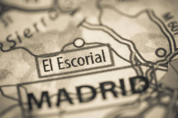 Escorial Espanha Sobre Mapa — Fotografia de Stock