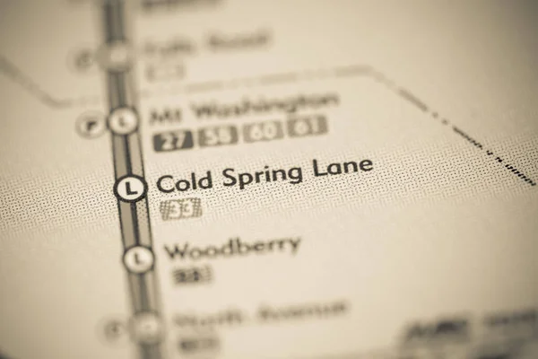 コールドスプリングレーン駅 ボルティモア地図 — ストック写真