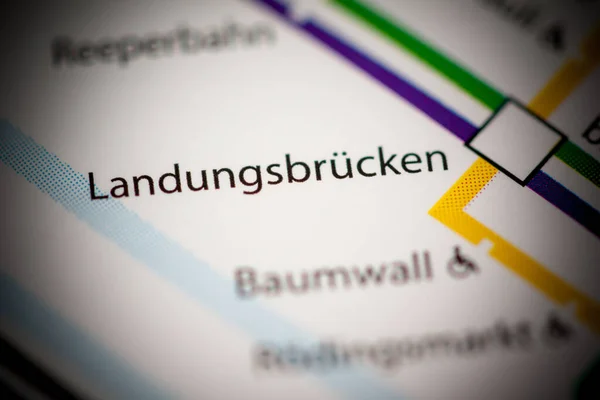 Landungsbrucken Állomás Hamburg Metrótérkép — Stock Fotó