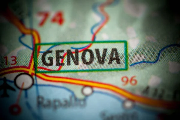 Genova Italien Karta Närbild — Stockfoto