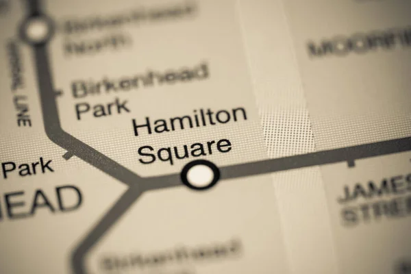 ハミルトンスクエア駅 リバプール地下鉄地図 — ストック写真