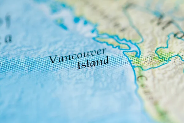 Vancouver Island Mapa Pohled Zblízka — Stock fotografie