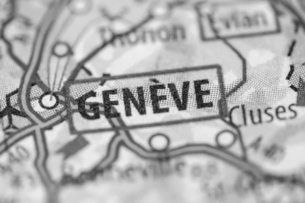Genf Die Schweiz Auf Einer Geografischen Karte — Stockfoto