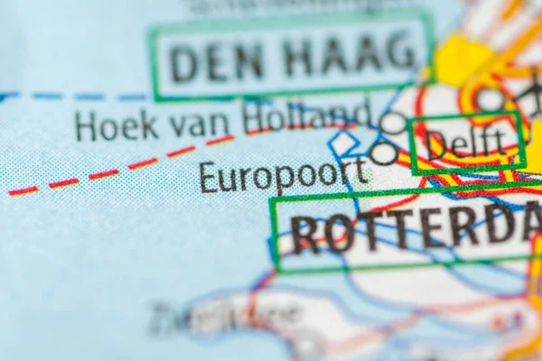 Europoort Pays Bas Sur Une Carte Géographique — Photo