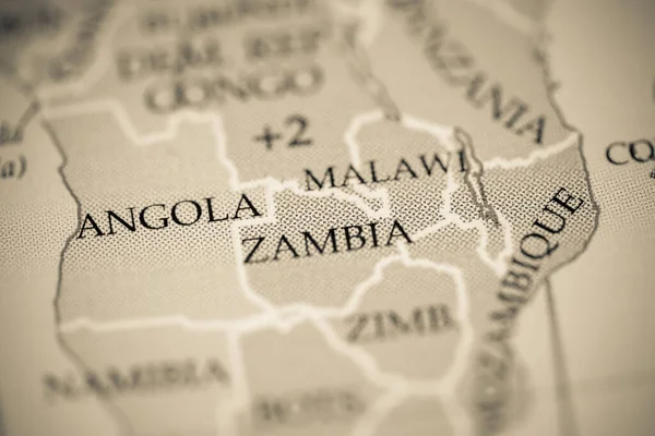 Zambia Mappa Vista Vicino — Foto Stock
