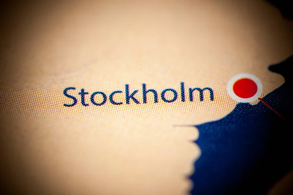 ストックホルム スウェーデンマークと地図上のレタリング — ストック写真