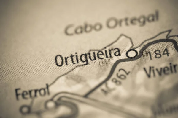 Ortigueira. Spain on a map