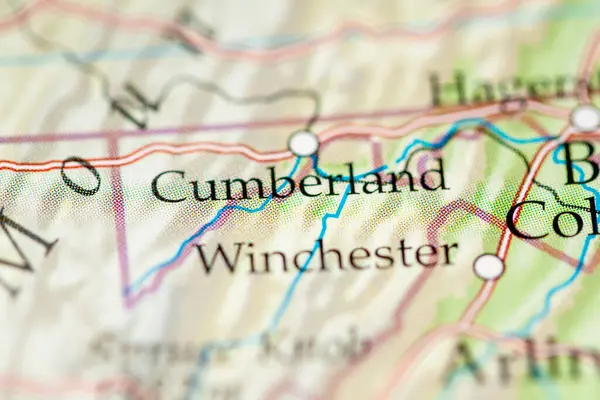 Cumberland Eua Sobre Mapa Geografia — Fotografia de Stock