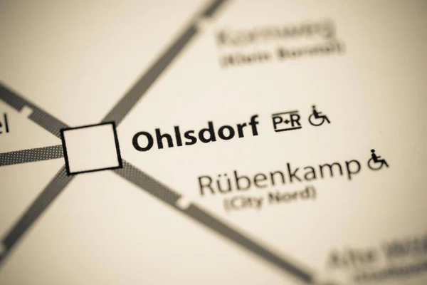 Stanice Ohlsdorf Mapa Metra Hamburk — Stock fotografie