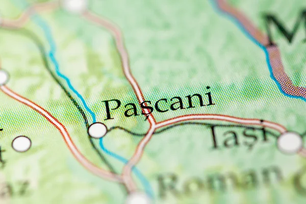 Pascani Roumanie Sur Carte Gros Plan — Photo