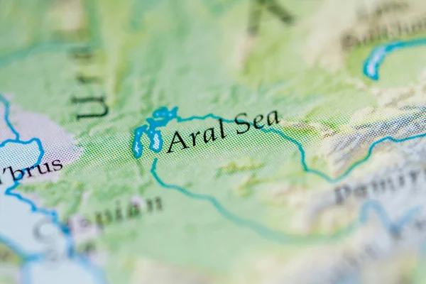 Aral Sea map view close up