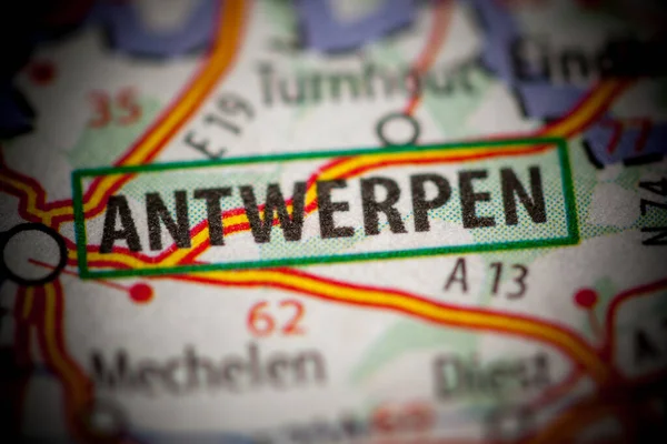 Antwerpen. Belgium on a map