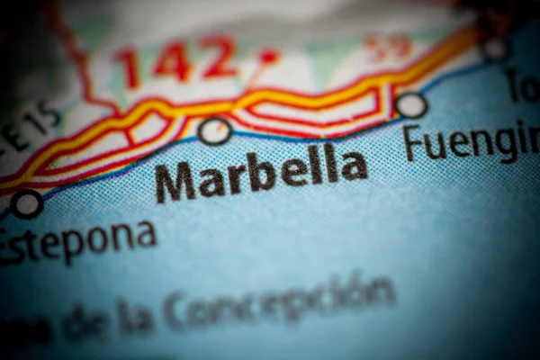 Marbella. Spain on a map