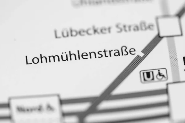 Lohmuhlenstrasse Állomás Hamburg Metrótérkép — Stock Fotó