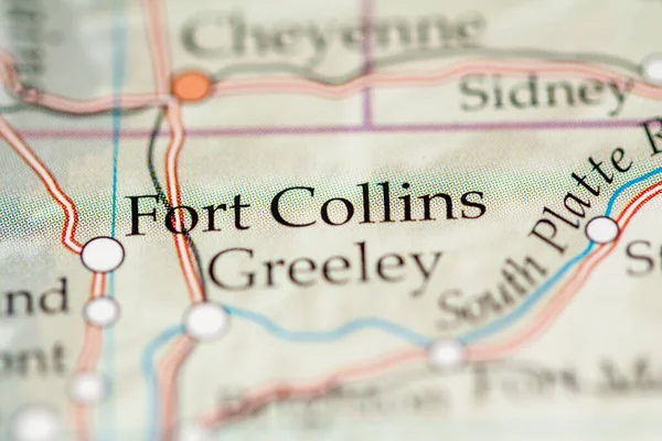 Fort Collins Usa Den Geografiska Kartan — Stockfoto