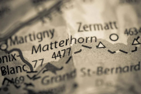 Matterhorn. Switzerland on a map