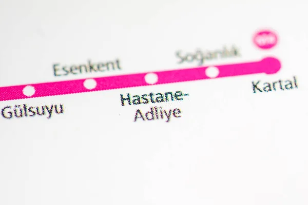 Estación Hastane Adliye Mapa Del Metro Estambul — Foto de Stock