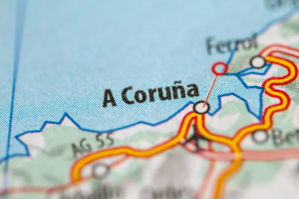 A Coruna. Spain  on a geography map