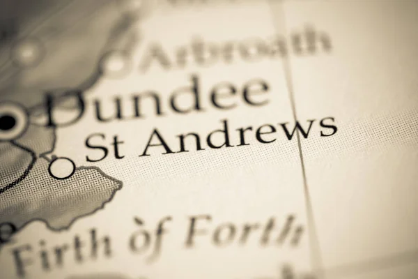 St. Andrews, Scotland, UK on map, close up