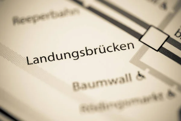 Landungsbrucken车站汉堡地铁地图 — 图库照片