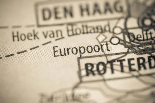 Europoort Vagyok Hollandia Térképen — Stock Fotó