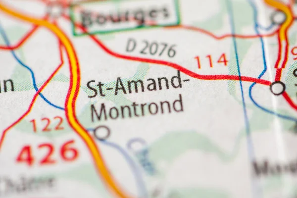 St. Amand Montrond. France on a geography map