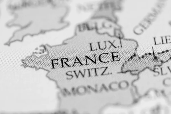 Franciaország Térképe Közelkép — Stock Fotó
