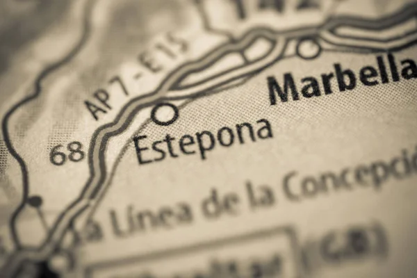 Estepona. Spain on a map