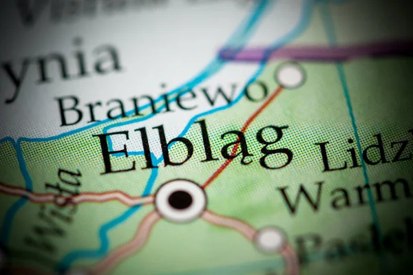 Elblag. Poland on a geography map