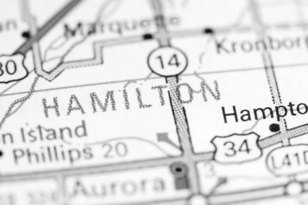 汉密尔顿Hamilton 内布拉斯加州地图上的美国 — 图库照片