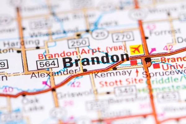 Brandon Canadá Sobre Mapa — Fotografia de Stock