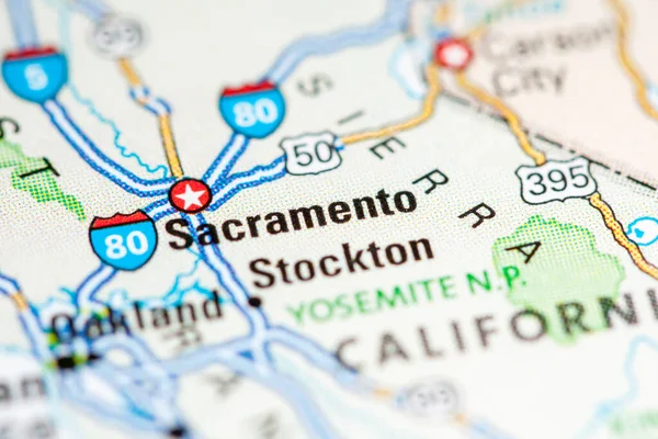 Sacramento Usa Mapě — Stock fotografie