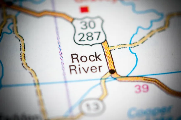 Rock River Wyoming Eua Sobre Mapa — Fotografia de Stock