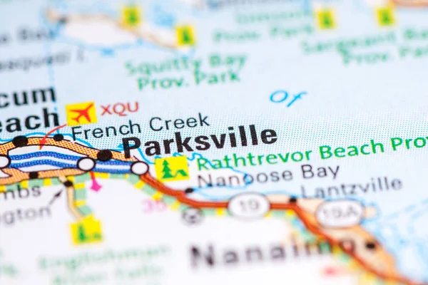 Parksville. Canada on a map.