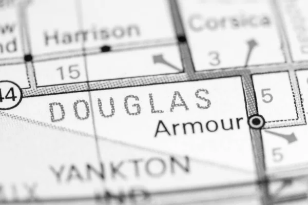 ダグラス サウスダコタ州 地図上のアメリカ — ストック写真