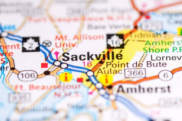 Sackville. Canada on a map.