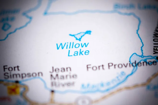 Lago Willow Canadá Sobre Mapa — Fotografia de Stock