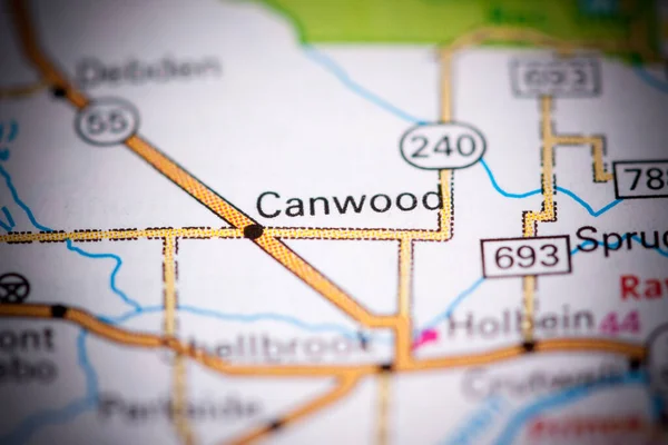 Canwoodban Kanada Interaktív Térképen — Stock Fotó