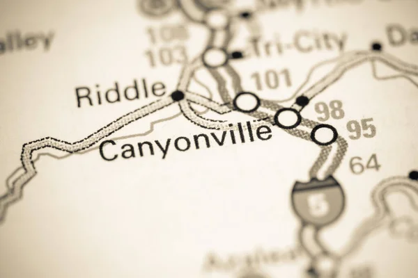 Κάνυονβιλ Όρεγκον Ηπα Ένα Χάρτη — Φωτογραφία Αρχείου
