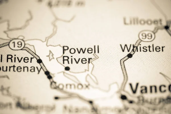 Powell River Canadá Sobre Mapa — Fotografia de Stock