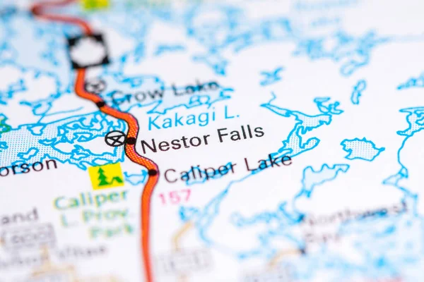 Nestor Falls Canadá Sobre Mapa — Fotografia de Stock